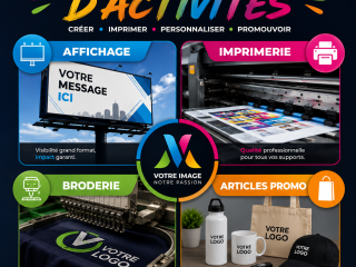 Entreprise en impression - Affichage grand format - Vêtements corporatifs - Articles promotionnels REF#17190